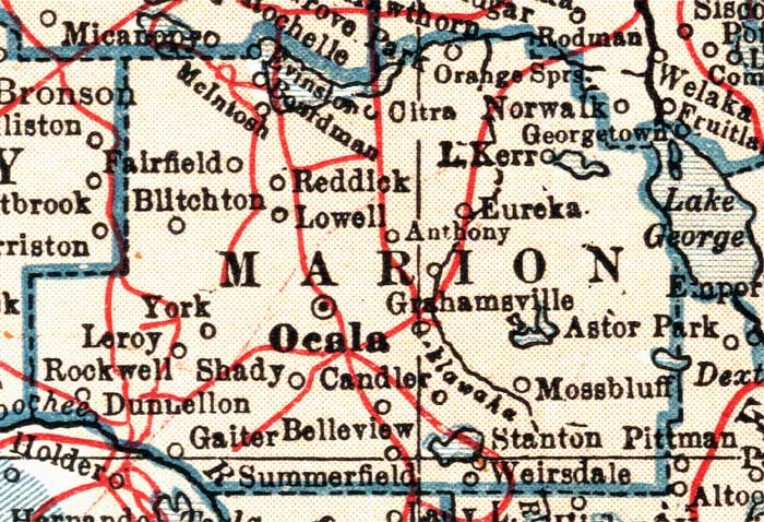 Map of Marion County, Florida, 1921