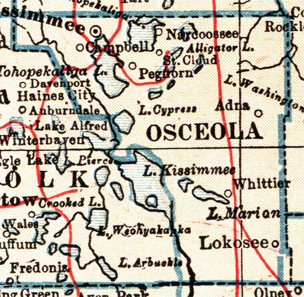 Map of Osceola County, Florida, 1921