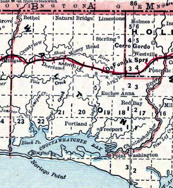 Map of Walton County, Florida, 1890s