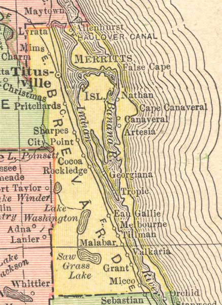 Map of Brevard County, Florida, 1910