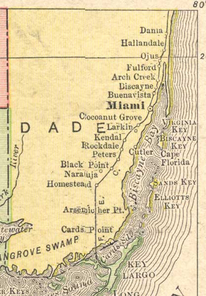 Map of Miami-Dade County, Florida, 1910