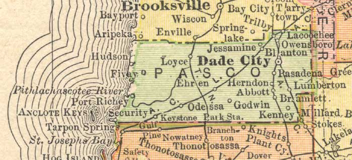 Map of Pasco County, Florida, 1910