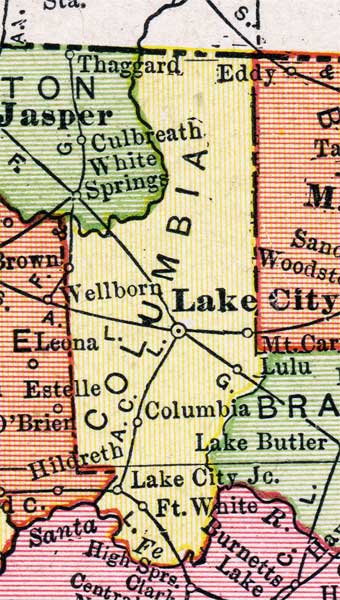 Map of Columbia County, Florida, 1917