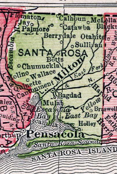 Map of Santa Rosa County, Florida, 1917