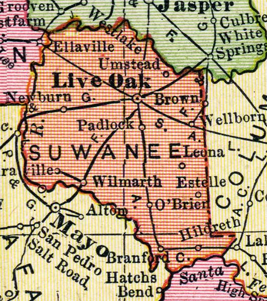 Map of Suwannee County, Florida, 1917