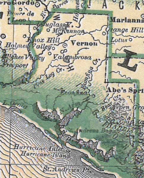 Map of Washington County, Florida, 1880
