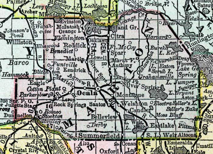Map of Marion County, Florida, 1888