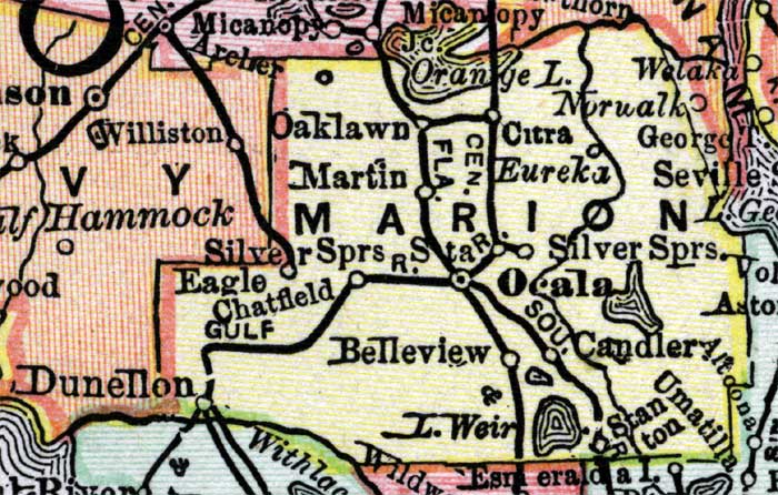 Map of Marion County, Florida, 1890