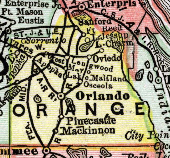 Map of Orange County, Florida, 1890