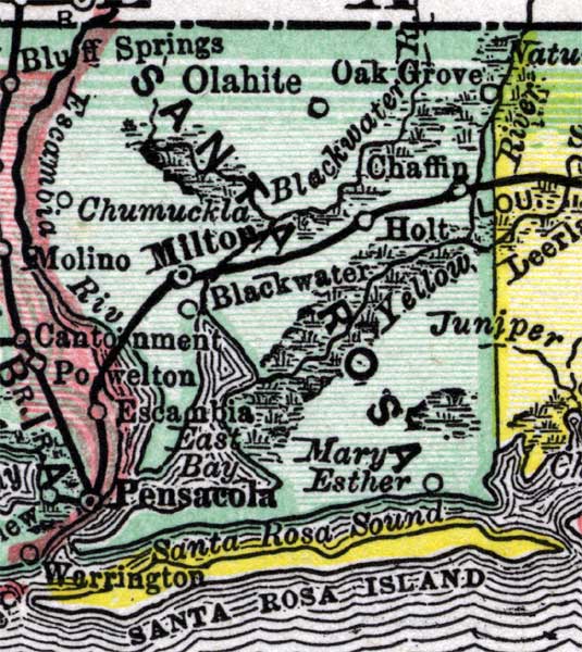 Map of Santa Rosa County, Florida, 1890
