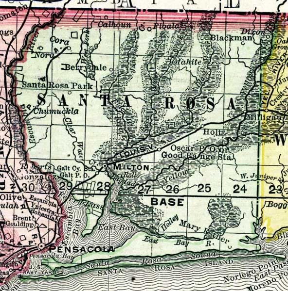 Map of Santa Rosa County, Florida, 1898