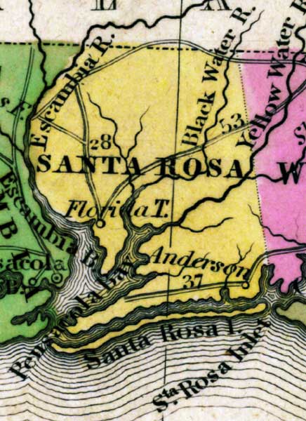 Map of Santa Rosa County, Florida, 1839