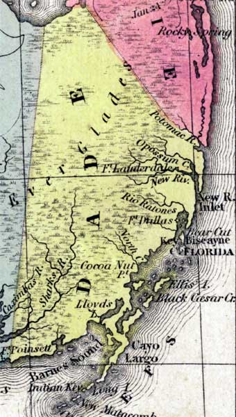 Map of Miami-Dade County, Florida, 1850