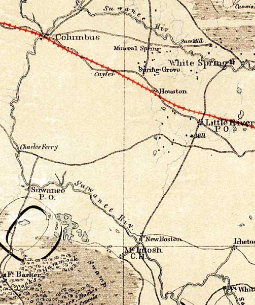 Map of Suwannee County, Florida, 1864