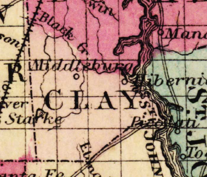 Map of Clay County, Florida, 1863