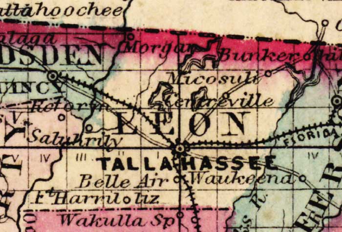 Map of Leon County, Florida, 1863
