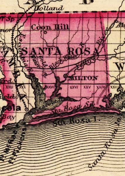 Map of Santa Rosa County, Florida, 1863