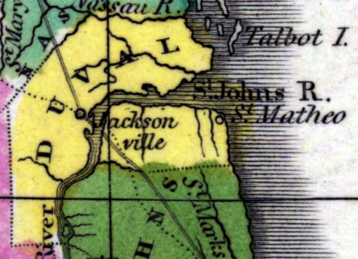 Map of Duval County, Florida, 1834