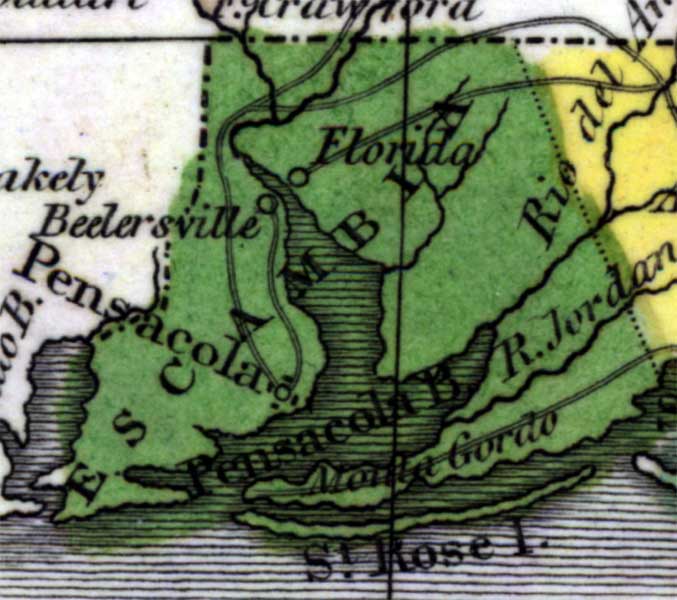 Map of Escambia County, Florida, 1834