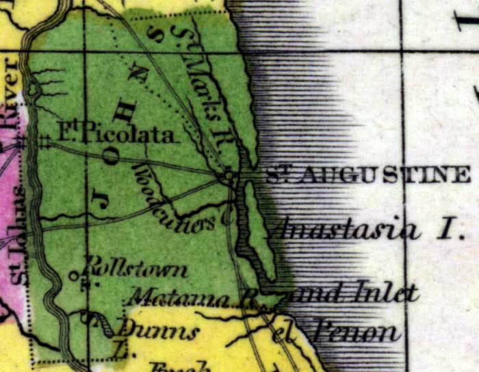 Map of St. Johns County, Florida, 1834