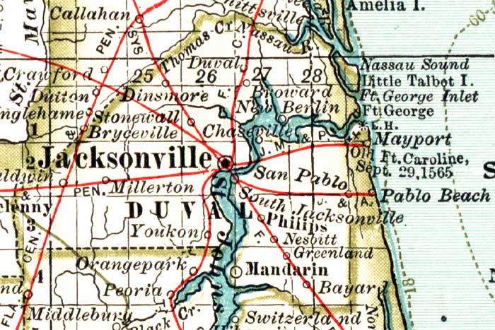 Map of Duval County, Florida, 1897