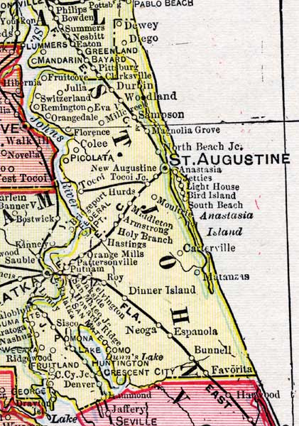 Map of St. Johns County, Florida, 1899
