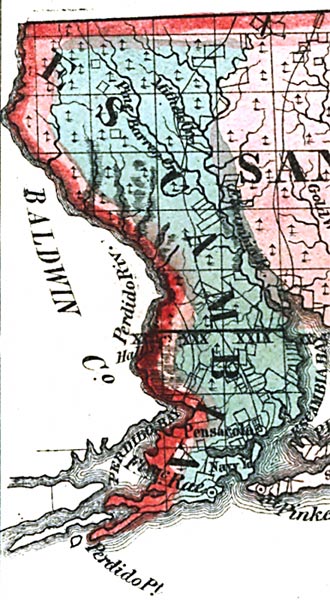 Map of Escambia County, Florida, 1856