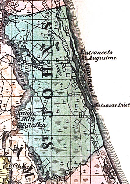 Map of St. Johns County, Florida, 1856