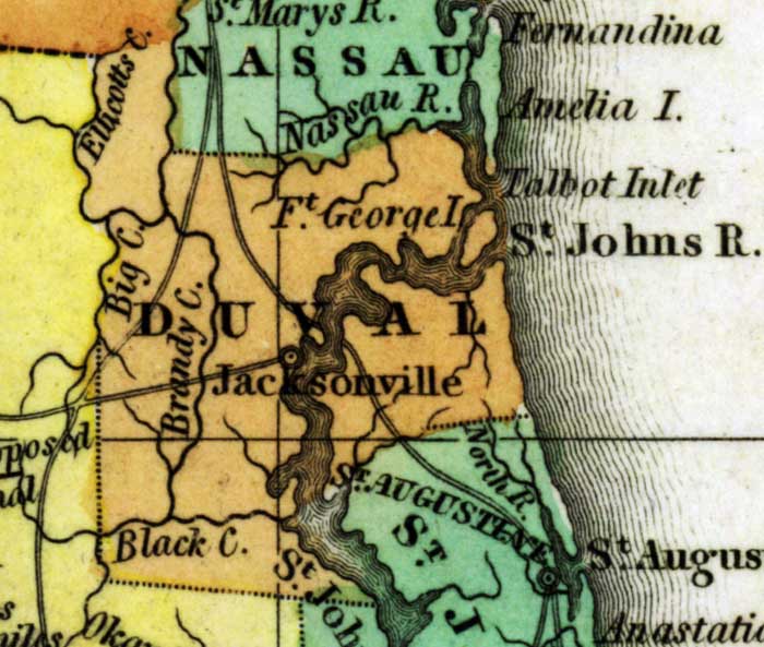 Map of Duval County, Florida, circa 1825