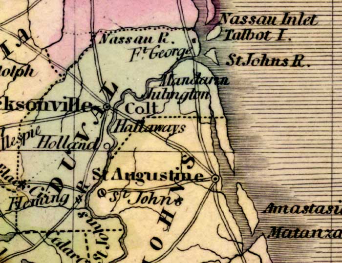 Map of Duval County, Florida, 1842