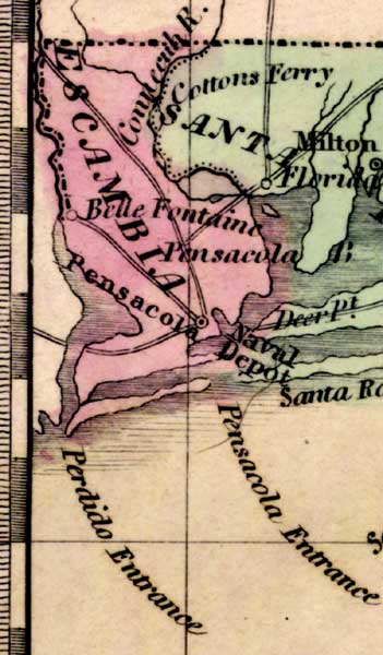 Map of Escambia County, Florida, 1842