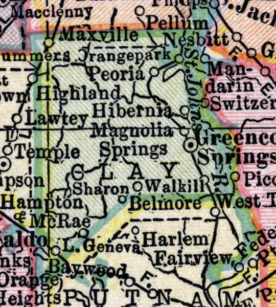 Map of Clay County, Florida, 1916