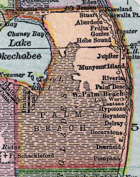 Map of Palm Beach County, Florida, 1916