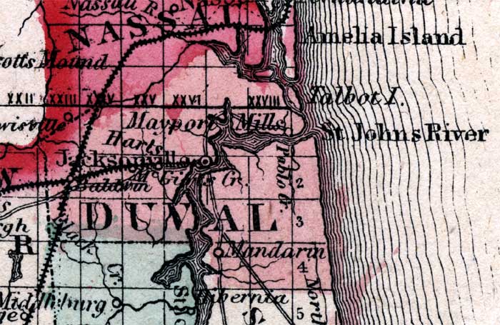 Map of Duval County, Florida, 1863
