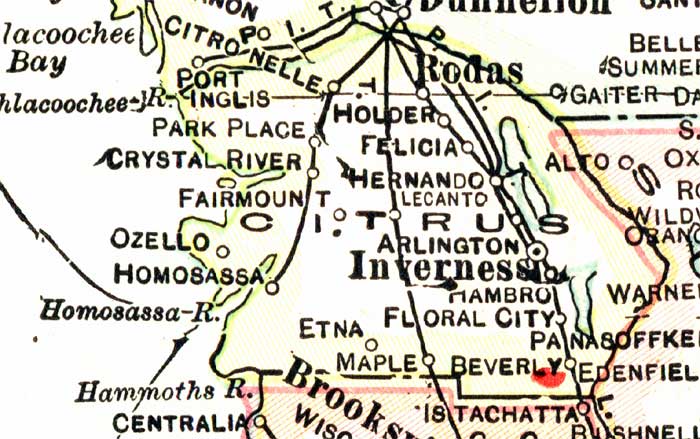 Map of Citrus County, Florida, 1916