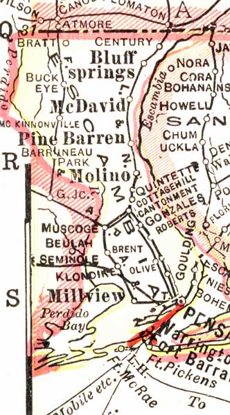 Map of Escambia County, Florida, 1916