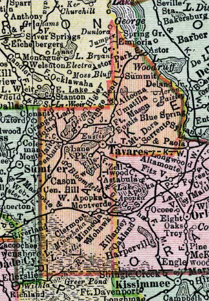 Map of Lake County, Florida, 1900