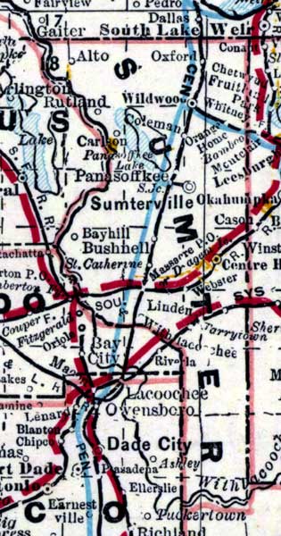 Map of Sumter County, Florida, 1890s