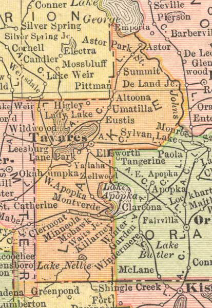 Map of Lake County, Florida, 1910