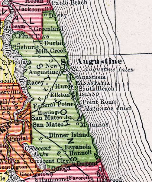 Map of St. Johns County, Florida, 1917