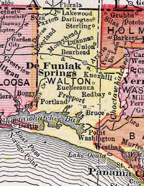 Map of Walton County, Florida, 1917