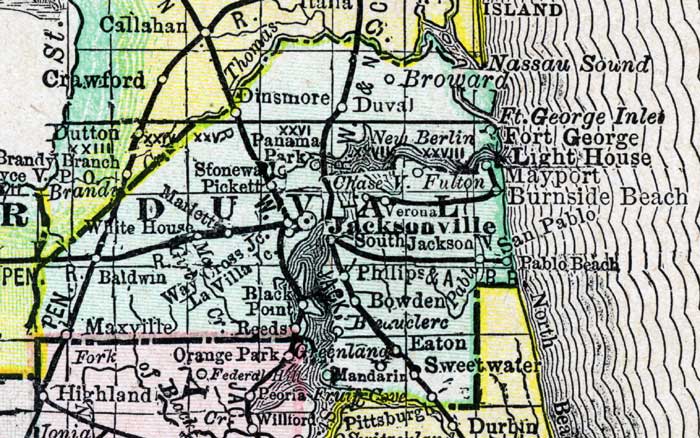 Map of Duval County, Florida, 1888