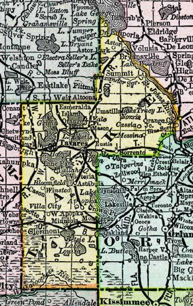 Map of Lake County, Florida, 1888