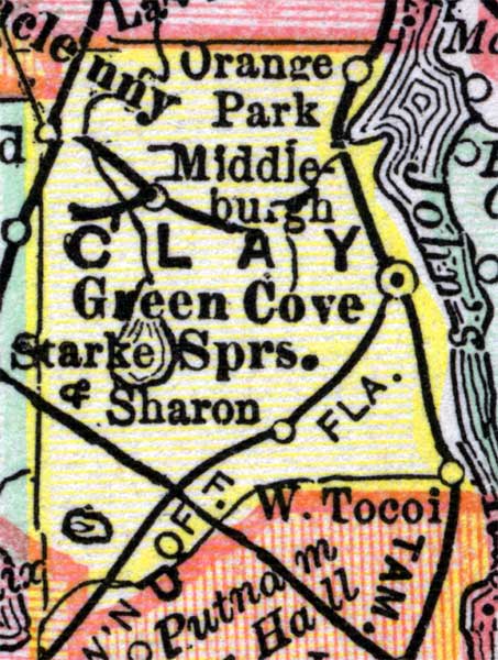 Map of Clay County, Florida, 1890