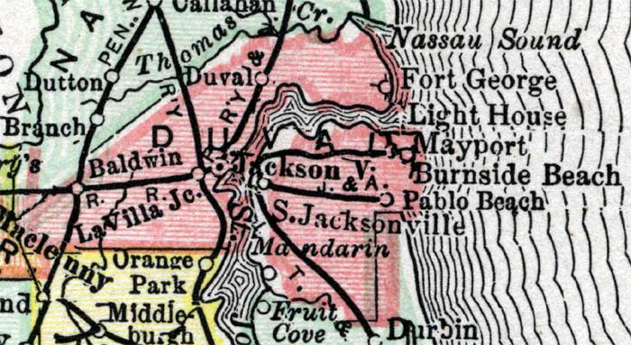 Map of Duval County, Florida, 1890
