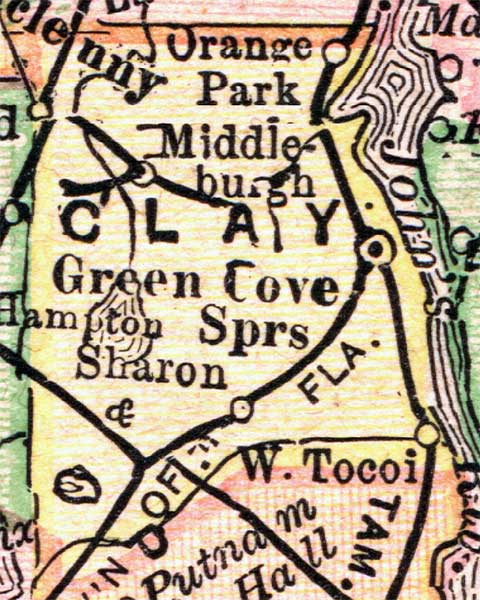 Map of Clay County, Florida, 1894