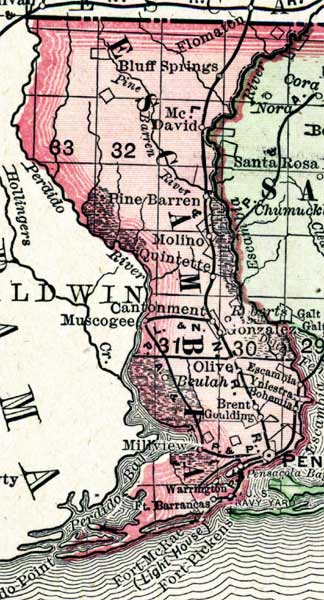 Map of Escambia County, Florida, 1898