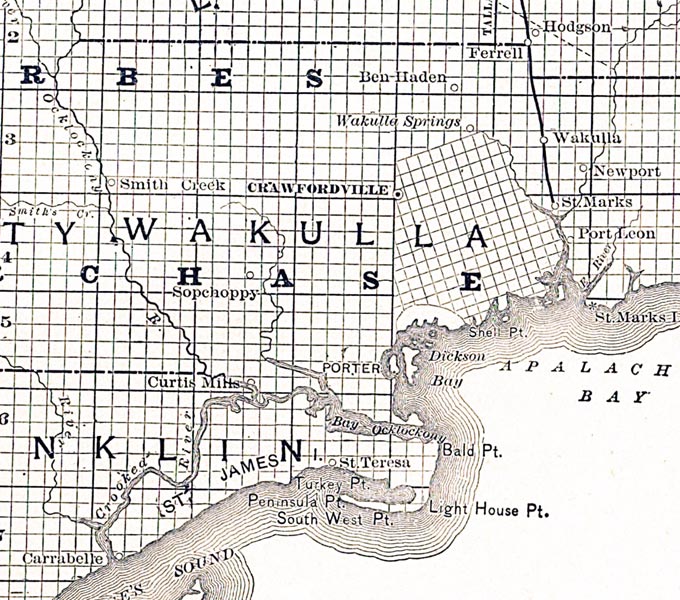 Map of Wakulla County, Florida, 1888
