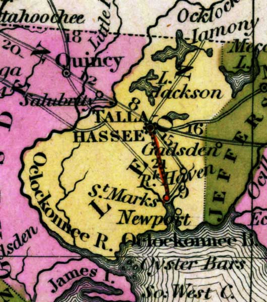 Map of Leon County, Florida, 1839