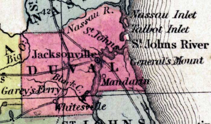 Map of Duval County, Florida, 1850